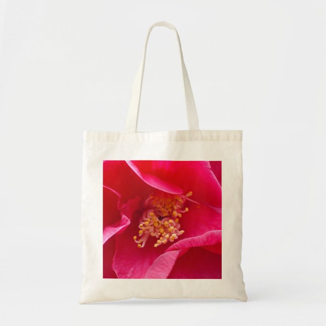 Bolsa Tote Saco cor-de-rosa da camélia (Frente)