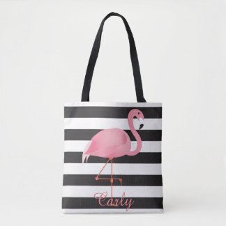 Bolsa Tote Saco cor-de-rosa da fralda do flamingo