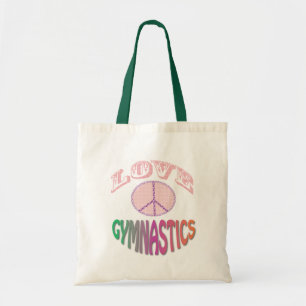 Bolsa Tote Saco cor-de-rosa da ginástica do amor da paz