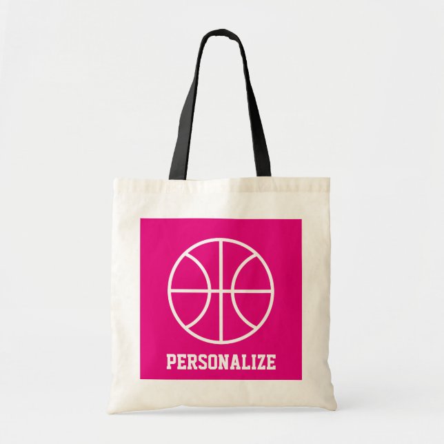 Bolsa Tote Saco cor-de-rosa de toalha de basquete para a equi (Frente)