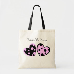 Bolsa Tote Saco cor-de-rosa e preto dos corações