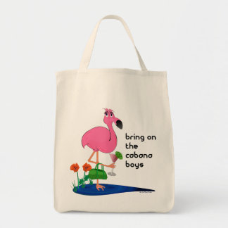 Bolsa Tote Saco cor-de-rosa engraçado do flamingo
