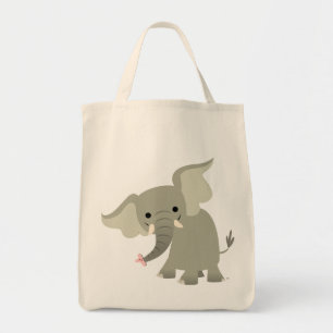 Bolsa Tote Saco curioso do elefante dos desenhos animados
