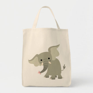 Bolsa Tote Saco curioso do elefante dos desenhos animados