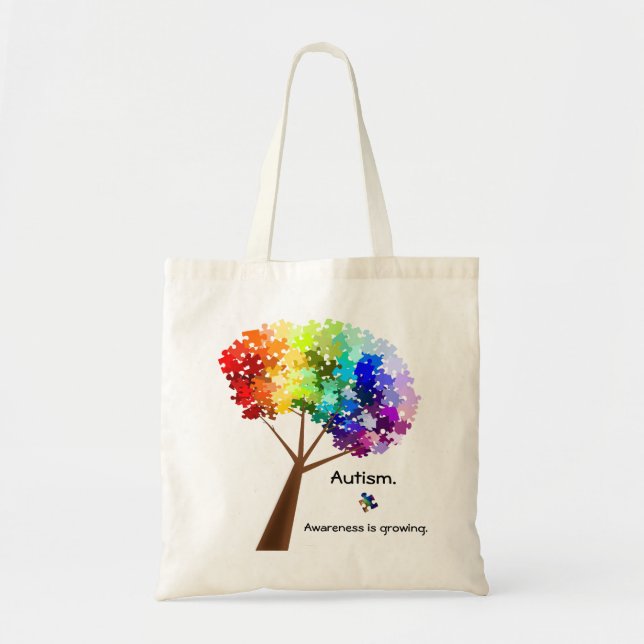 Bolsa Tote Saco da árvore da consciência do autismo (Frente)