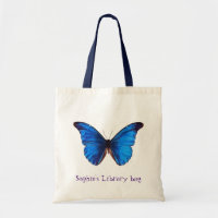 Saco da biblioteca com a borboleta azul conhecida