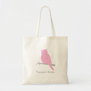 Bolsa Tote Saco da biblioteca do rosa da silhueta do pássaro