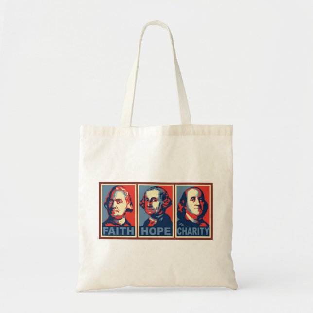 Bolsa Tote Saco da caridade da esperança da fé de Glenn Beck (Frente)