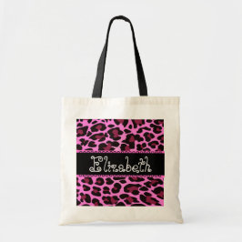 Bolsa Tote Saco da dama de honra do leopardo do preto do rosa
