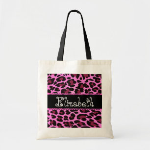 Bolsa Tote Saco da dama de honra do leopardo do preto do rosa
