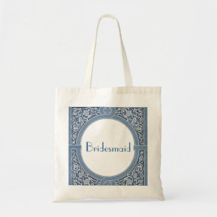 Bolsa Tote Saco da dama de honra - quadro azul do art deco do