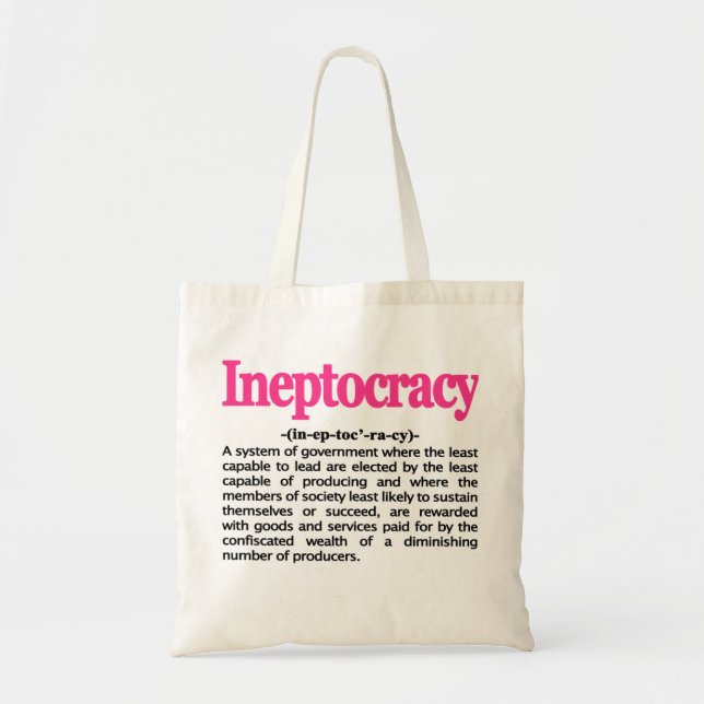 Bolsa Tote Saco da definição de Ineptocracy (Frente)