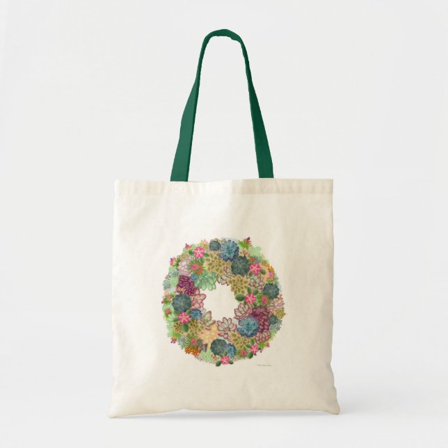 Bolsa Tote Saco da grinalda do Succulent (Frente)
