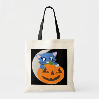Bolsa Tote Saco da lua do gatinho de Toon da abóbora de Skye