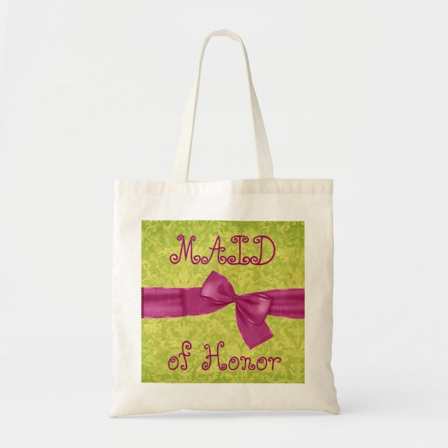 Bolsa Tote Saco da madrinha de casamento - rosa e arco e (Frente)