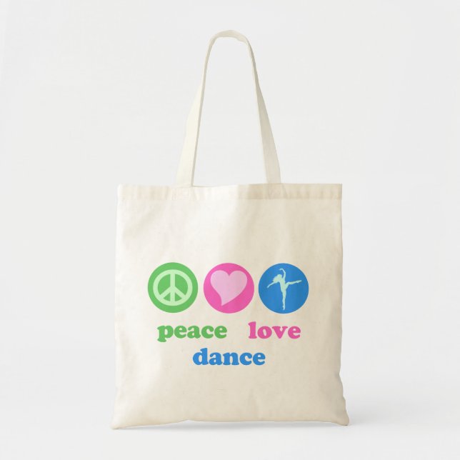 Bolsa Tote Saco da paz, do amor & da dança (Frente)