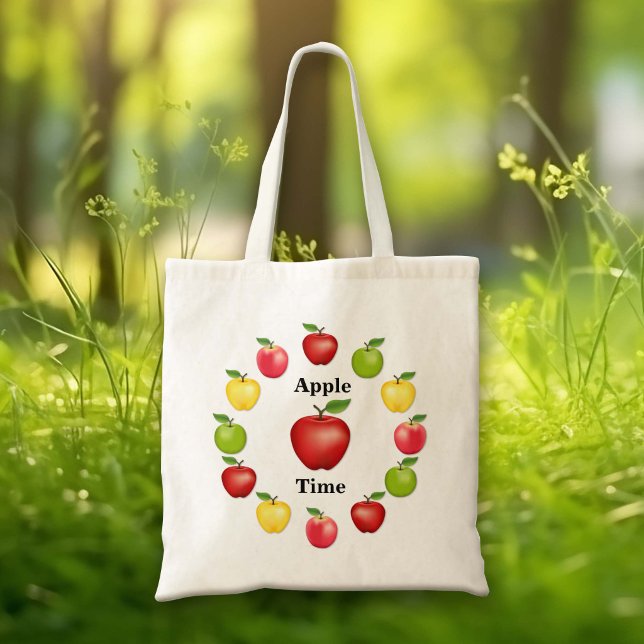 Bolsa Tote Saco da Temporada de Colheita de Maçãs (Bring your tote bag! Head to the farmers market for fresh, natural apples.)