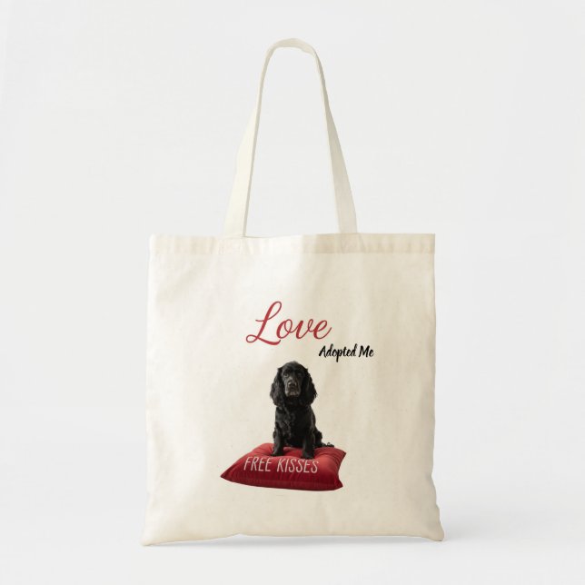 Bolsa Tote Saco de Adoção de Cachorro com Amor (Frente)