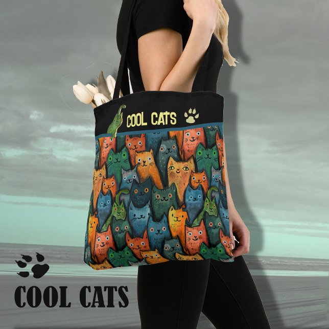 Bolsa Tote Saco de água-forte Cool Cats (Cool Cats Watercolor Tote)