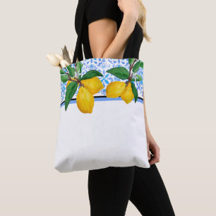 Bolsa Tote Saco de água-forte de Folha de Limão Limão Amalf