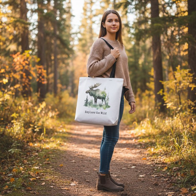 Bolsa Tote Saco de água-forte rústico personalizado com alce  (Criador carregado)
