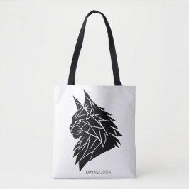 Bolsa Tote Saco de Algodão Geométrico Minimalista Maine Coon