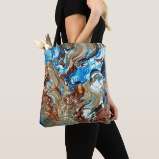 Bolsa Tote Saco de arte castanho e azul