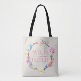 Bolsa Tote Saco de arte de aquarela de criança selvagem