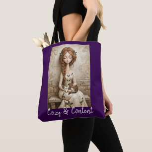 Bolsa Tote Saco de Arte de Gata de Natal Caprichosa Donzela d