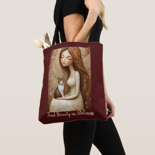 Bolsa Tote Saco de Arte de Gata de Natal Caprichosa Donzela d