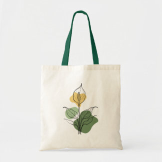 Bolsa Tote Saco de arte de linha minimalista de lírio da paz