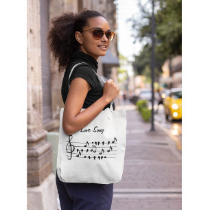 Bolsa Tote Saco de Arte de Notas de Pássaros de Canção de Amo