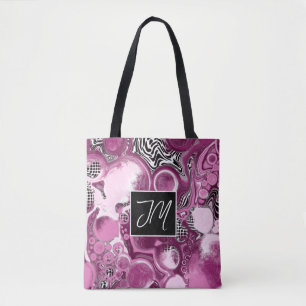 Bolsa Tote Saco de Arte Fluida Magenta Marble
