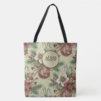Bolsa Tote Saco de Artesanato de Tricô de Natal