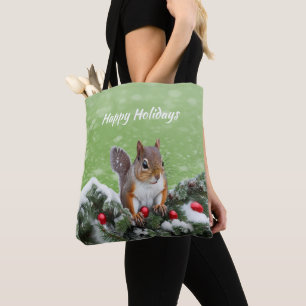 Bolsa Tote Saco de Bandas de Natal de Esquilo