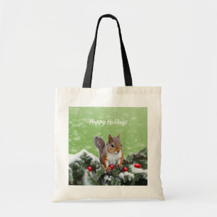 Bolsa Tote Saco de Bandas de Natal de Esquilo