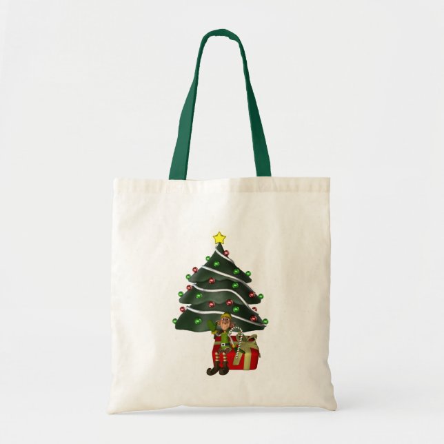 Bolsa Tote Saco de Banheira de Natal do Machado Elf (Frente)