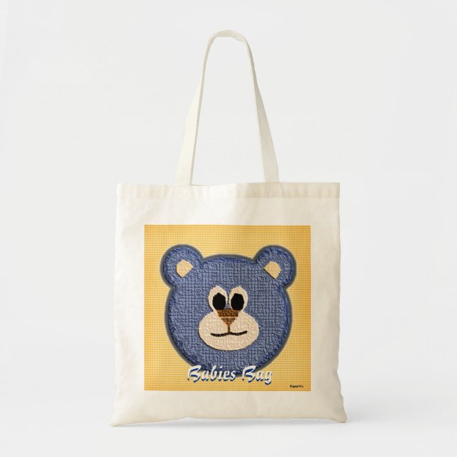 Bolsa Tote Saco de Bebês de Urso de Teddy Texturado (azul) (Frente)