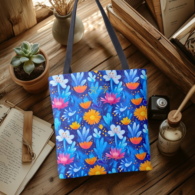 Bolsa Tote Saco de Bem-Estar de Flores Silvestres Vibrantes (Criador carregado)