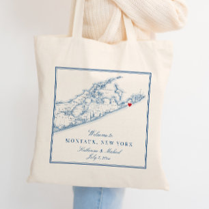 Bolsa Tote Saco de Bem-vindo ao Casamento em Montauk nos Hamp