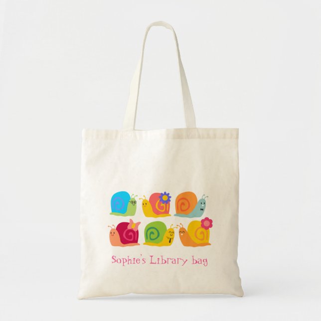 Bolsa Tote Saco de biblioteca de caracóis fofos (Frente)