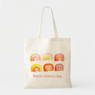Bolsa Tote Saco de biblioteca giro arco-íris laranja
