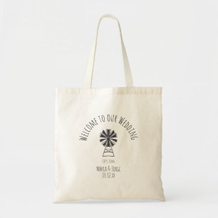 Bolsa Tote Saco de Boas-vindas Casamento Moinho Desenhado à M