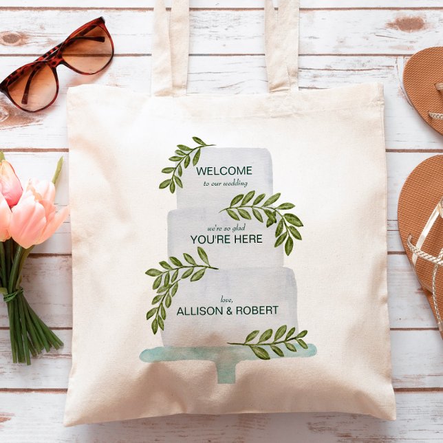 Bolsa Tote Saco de boas-vindas de casamento com ilustração de (Criador carregado)