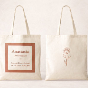 Bolsa Tote Saco de Boas-Vindas de Casamento em Terracota com 