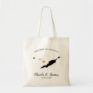 Bolsa Tote Saco de Boas-vindas do Casamento Anguilla, Preto e