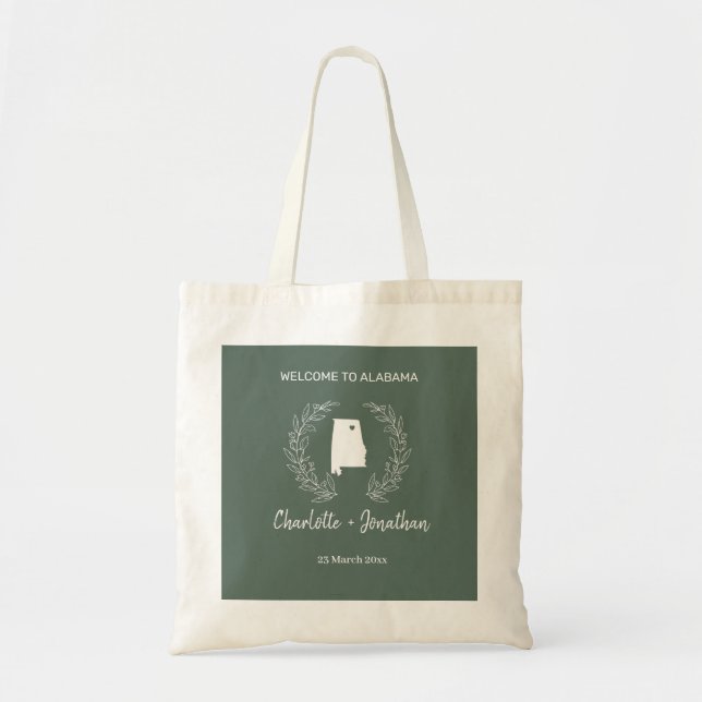 Bolsa Tote Saco de boas-vindas para casamento no destino Alab (Frente)