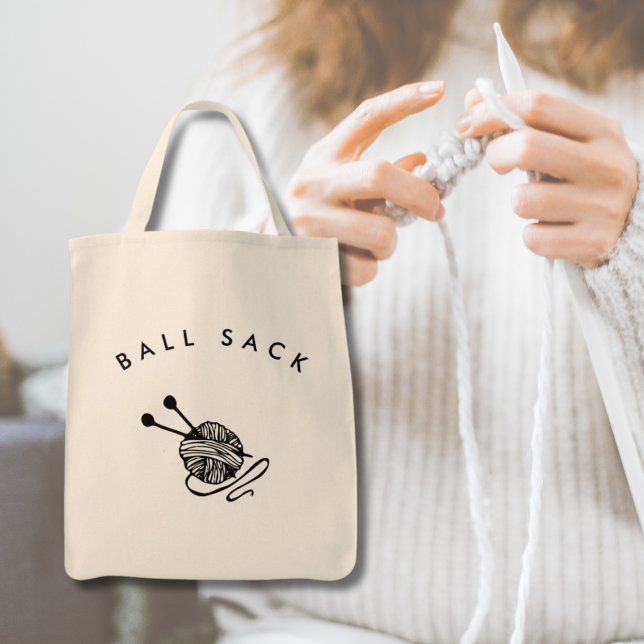 Bolsa Tote Saco de Bola Engraçado (Funny Knitting Ball Sack Tote Bag
)