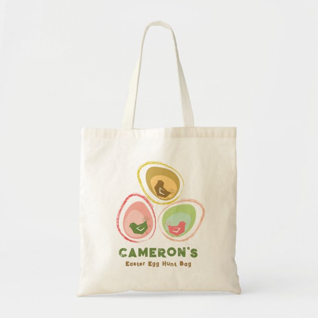 Bolsa Tote Saco de Caça aos Ovos de Páscoa Pastéis Retrô Fran (Frente)
