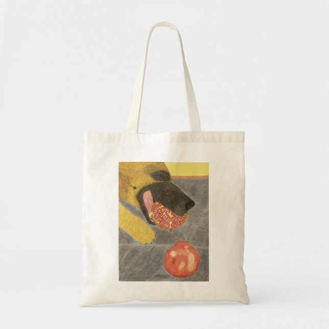 Bolsa Tote Saco de cachorro e romã (Frente)